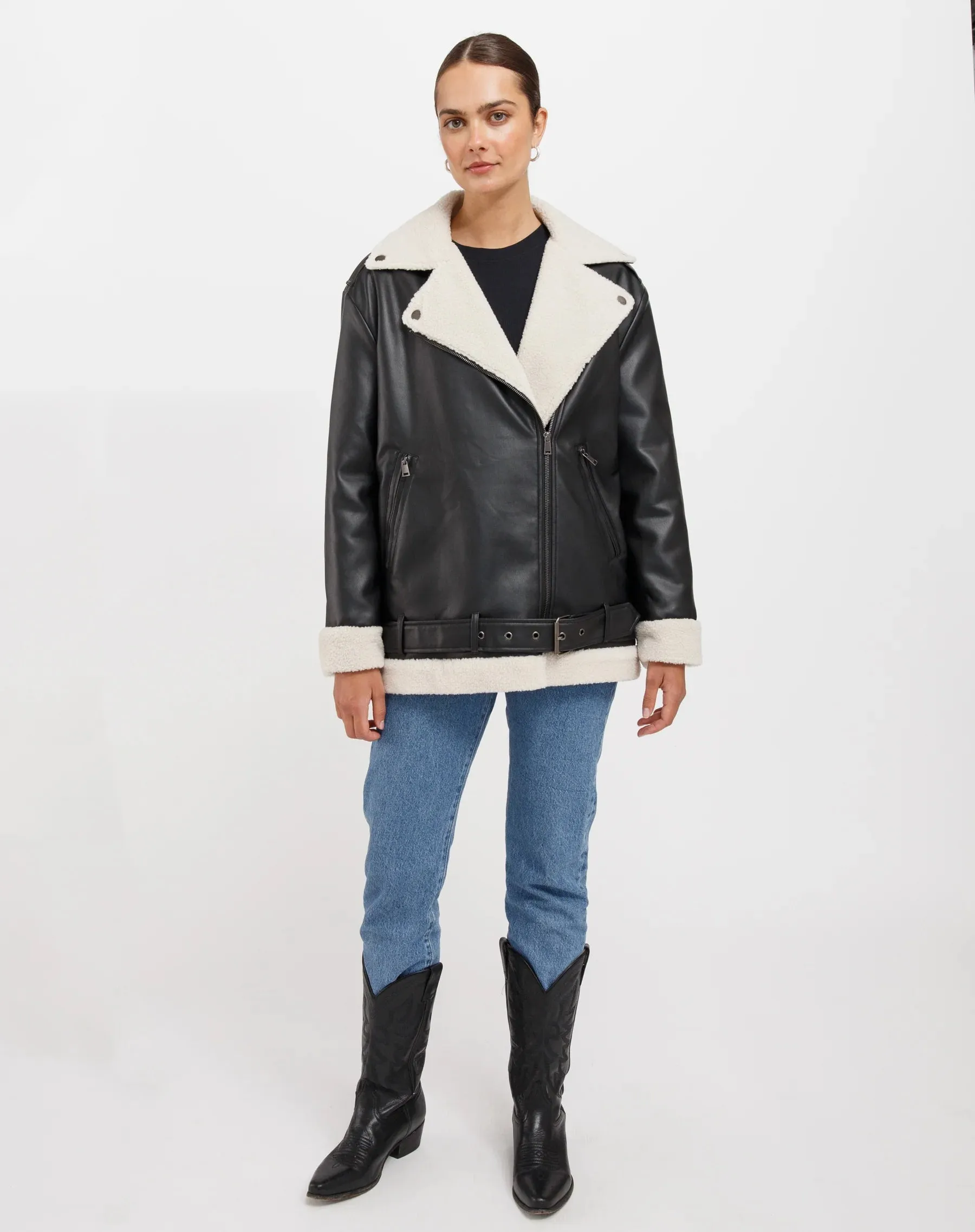 Florence Shearling Vegan Leather Jacket sold by Hills Dry Goods product image thumbnail 2