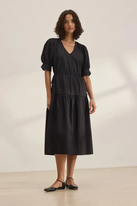 Lianna Puff-Sleeve Midi Dress sold by Hills Dry Goods