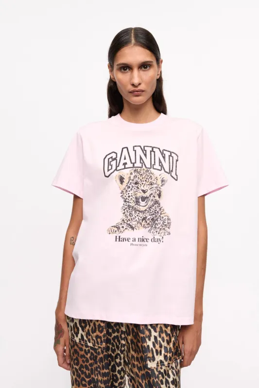 Pink Basic Jersey Leopard Relaxed T-shirt sold by Hills Dry Goods