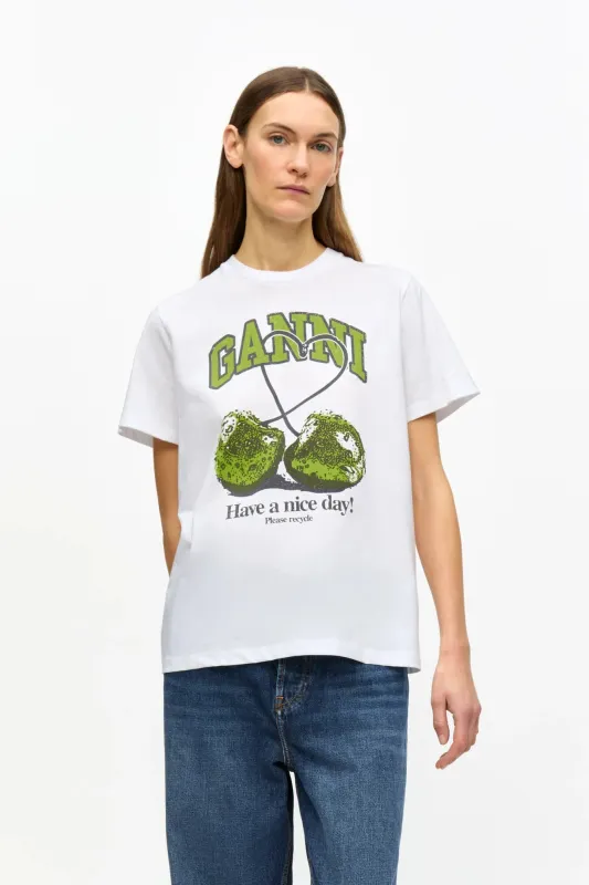 White Basic Jersey Cherry Relaxed T-shirt sold by Hills Dry Goods