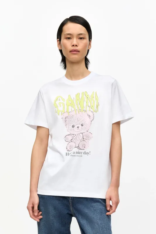 White Basic Cotton Jersey Teddy Relaxed T-shirt sold by Hills Dry Goods