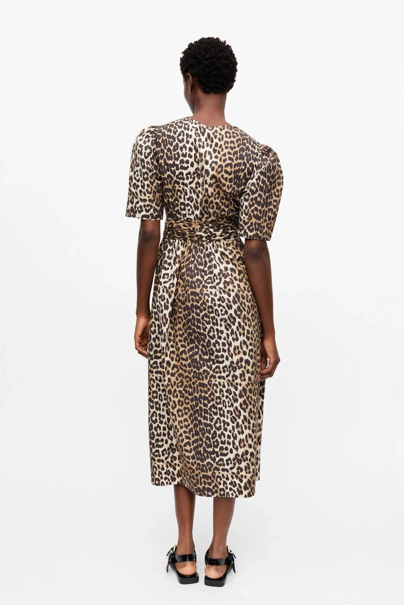Leopard Printed Cotton Tie Strap Midi Dress sold by Hills Dry Goods product image thumbnail 4