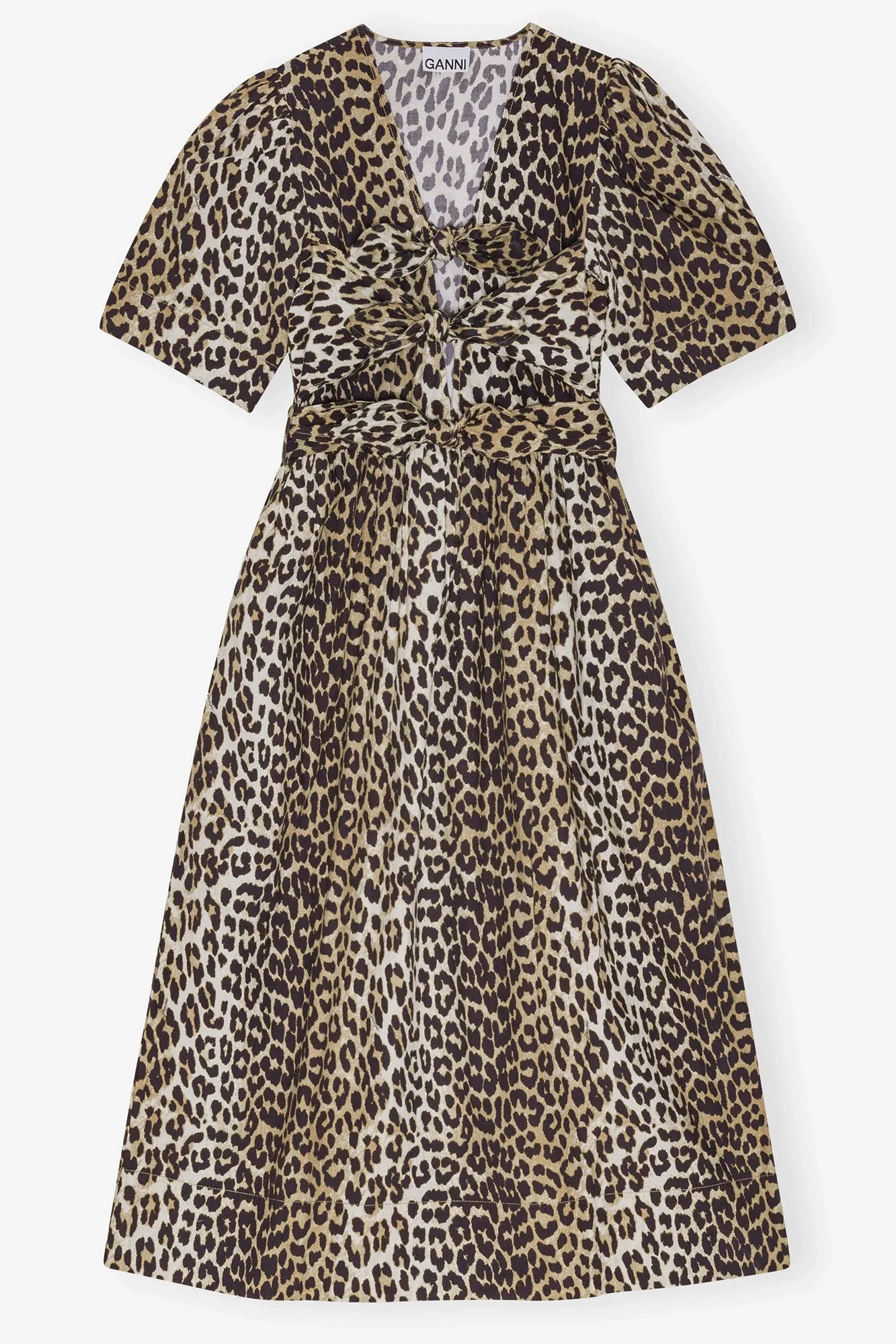 Leopard Printed Cotton Tie Strap Midi Dress sold by Hills Dry Goods product image thumbnail 5