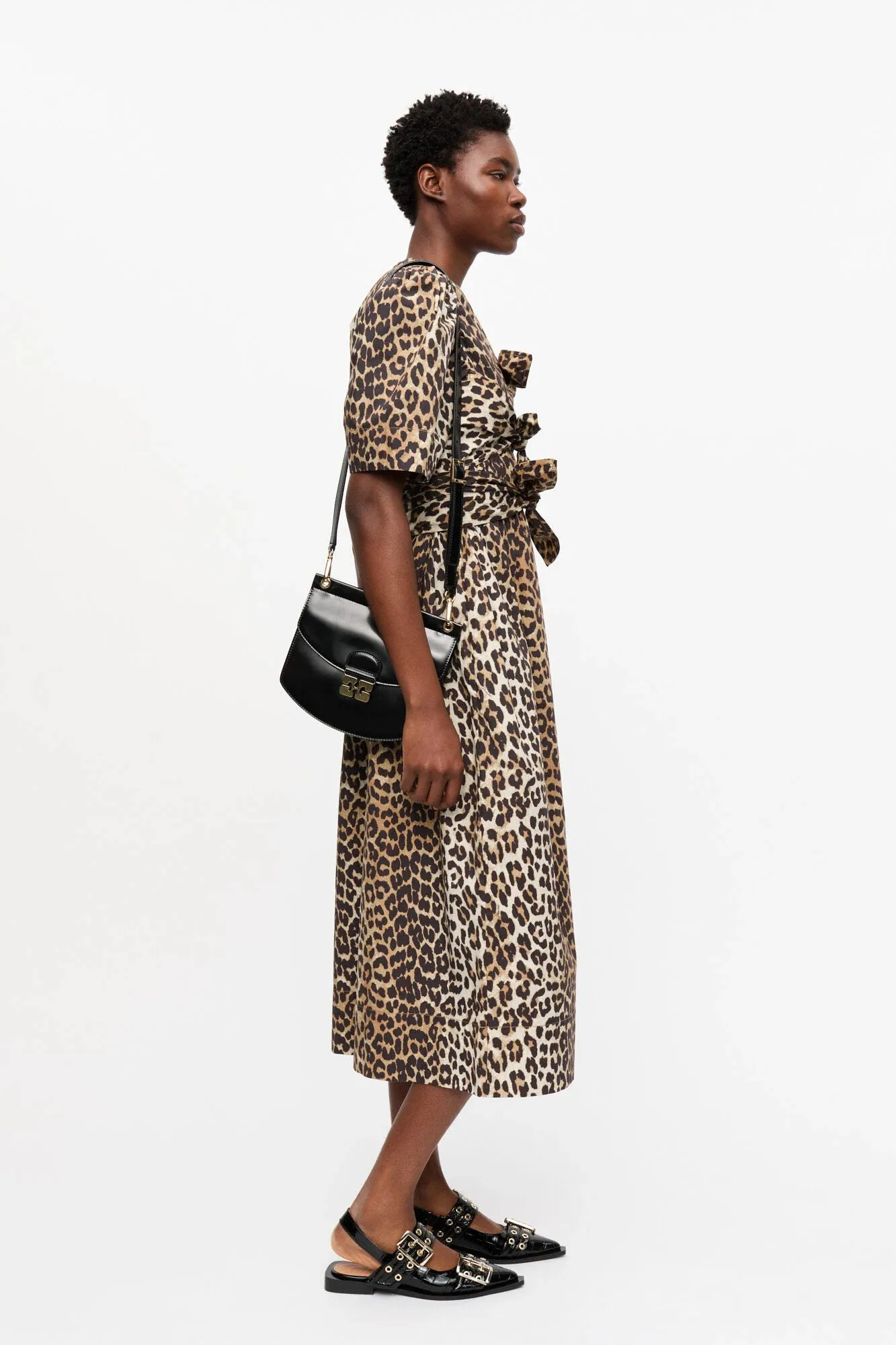 Leopard Printed Cotton Tie Strap Midi Dress sold by Hills Dry Goods product image thumbnail 3