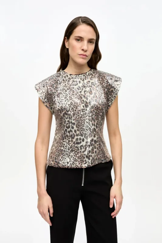 Printed Stretch Sequins Blouse made by Ganni