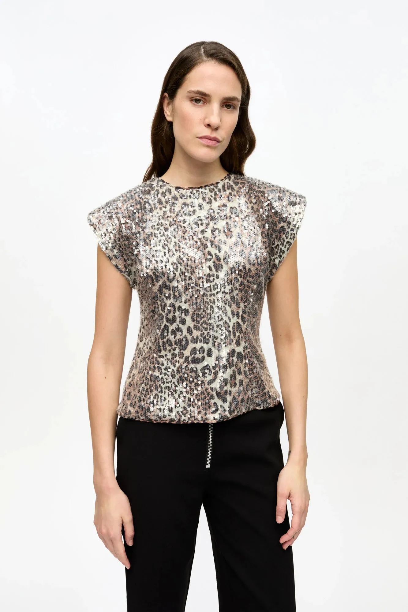 Printed Stretch Sequins Blouse sold by Hills Dry Goods