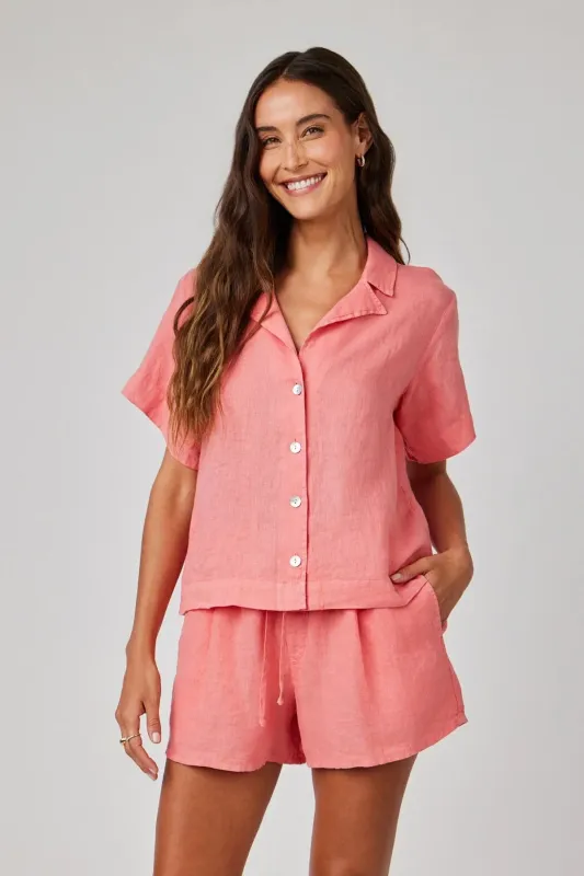 Linen Short Sleeve Flowy Button Down sold by Hills Dry Goods