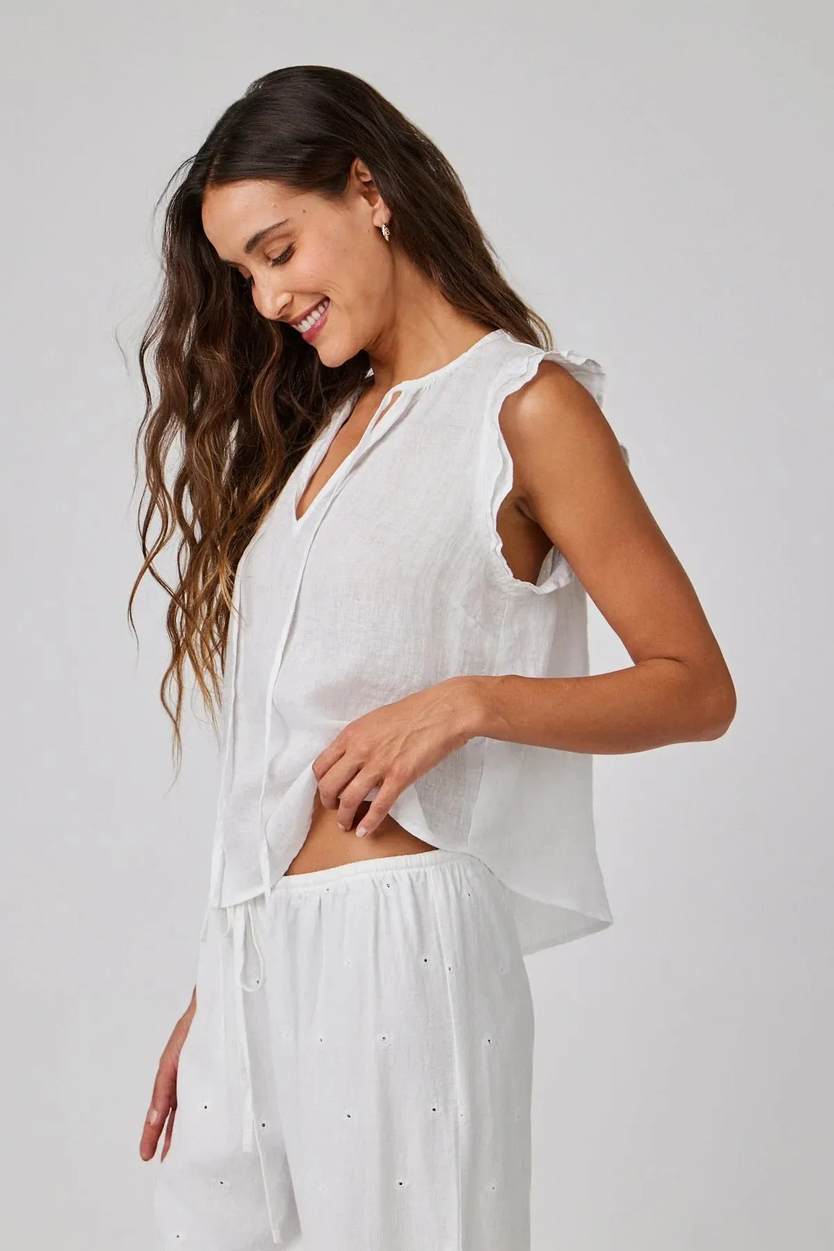 Linen Ruffle Sleeve Top sold by Hills Dry Goods product image thumbnail 3