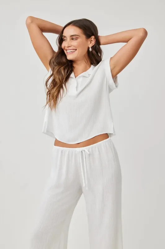 Cap Sleeve Henley sold by Hills Dry Goods