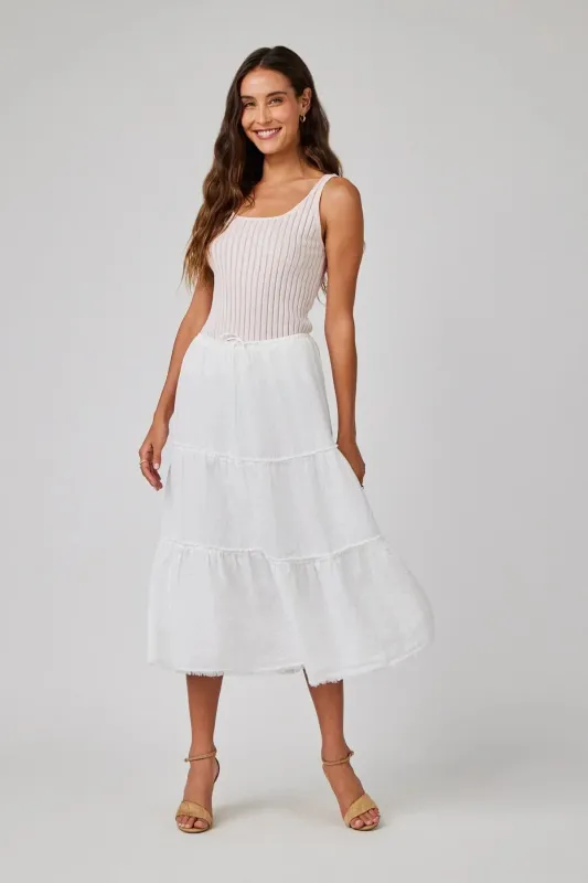 Linen Frayed Tiered Skirt sold by Hills Dry Goods