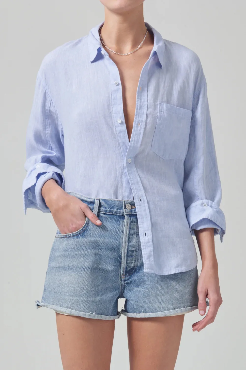 Kayla Shrunken Linen Shirt sold by Hills Dry Goods