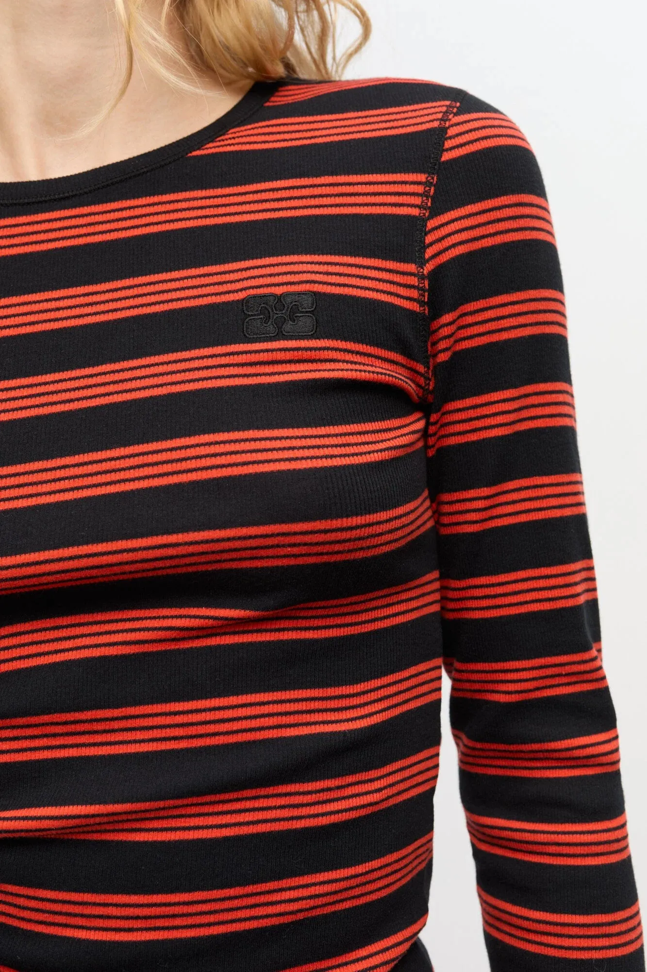 Red Striped Soft Cotton Rib Long Sleeve T-shirt sold by Hills Dry Goods product image thumbnail 2