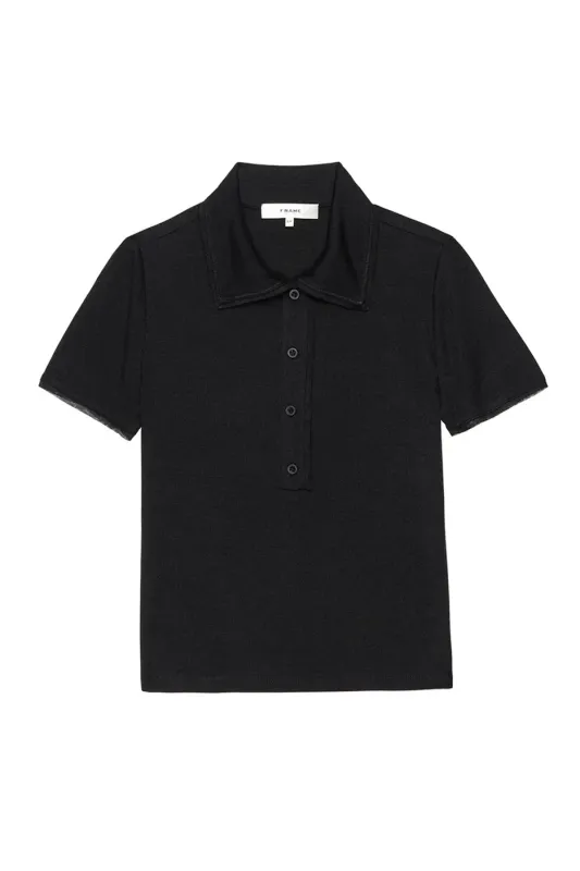 The Mesh Trim Polo Top sold by Hills Dry Goods