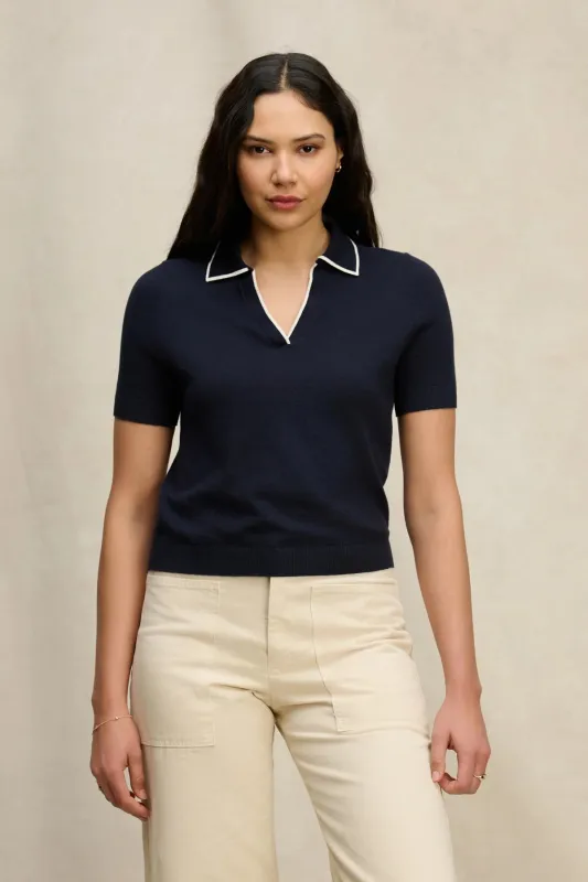 Abela Cotton Cashmere Sweater Polo sold by Hills Dry Goods