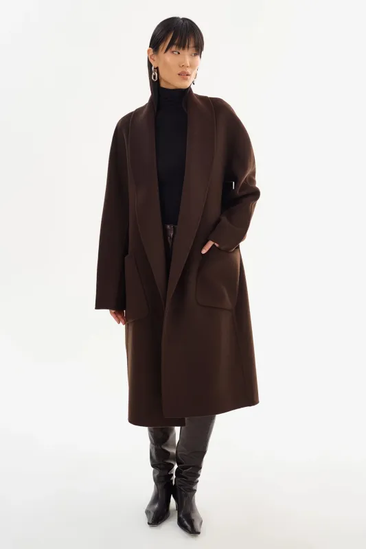 Thara Shawl Collar Coat made by LAMARQUE