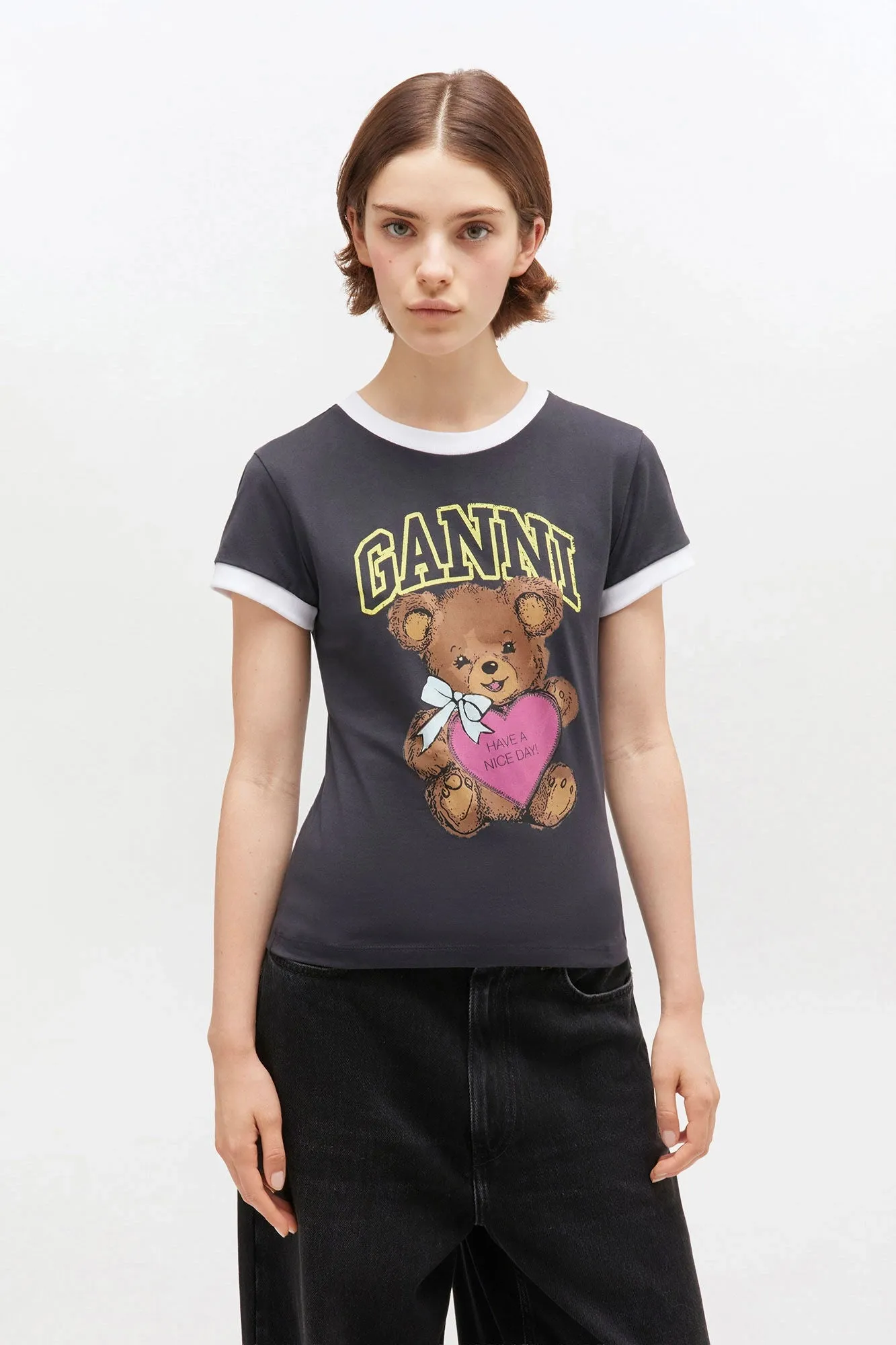 Black Cropped Teddy T-shirt sold by Hills Dry Goods