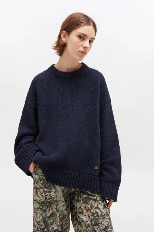 Dark Blue Wool Mix Sweater sold by Hills Dry Goods