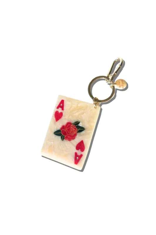 Hand-painted Ace of Hearts Bag Charm + Keychain sold by Hills Dry Goods