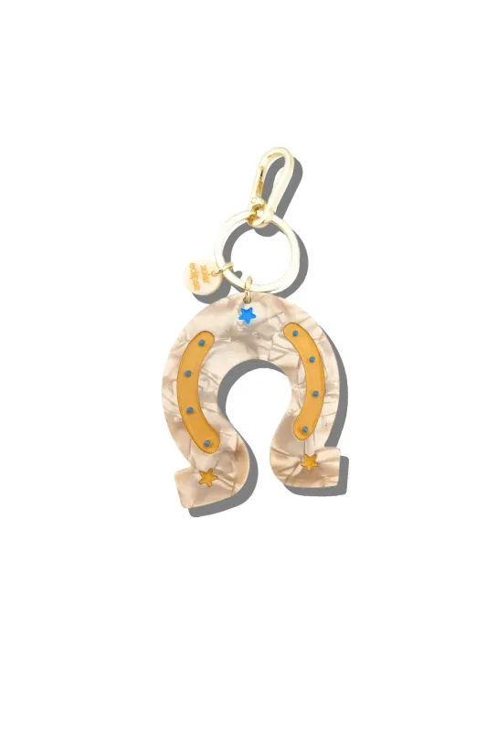 Hand-painted Lucky Horseshoe Bag Charm + Keychain sold by Hills Dry Goods