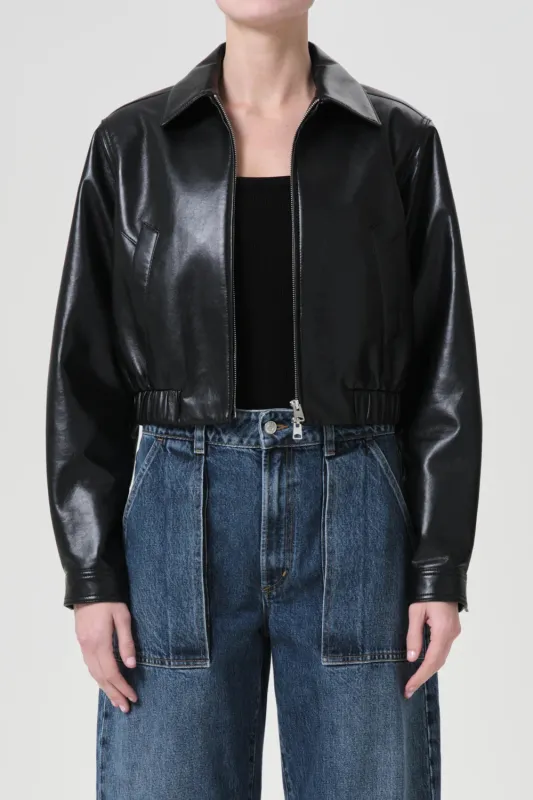AGOLDE Essie Recycled Leather Cropped Jacket sold by Hills Dry Goods