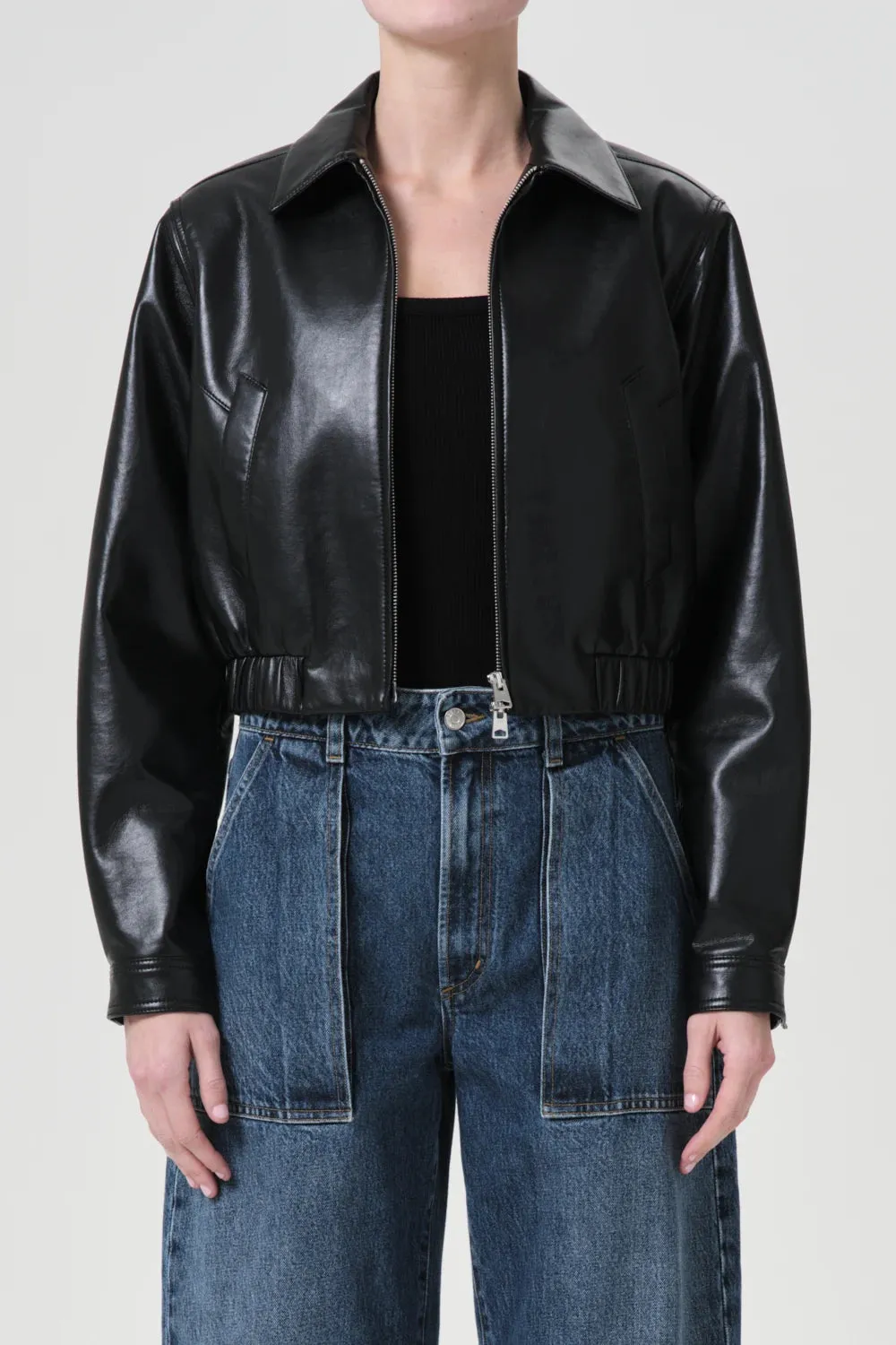 AGOLDE Essie Recycled Leather Cropped Jacket sold by Hills Dry Goods