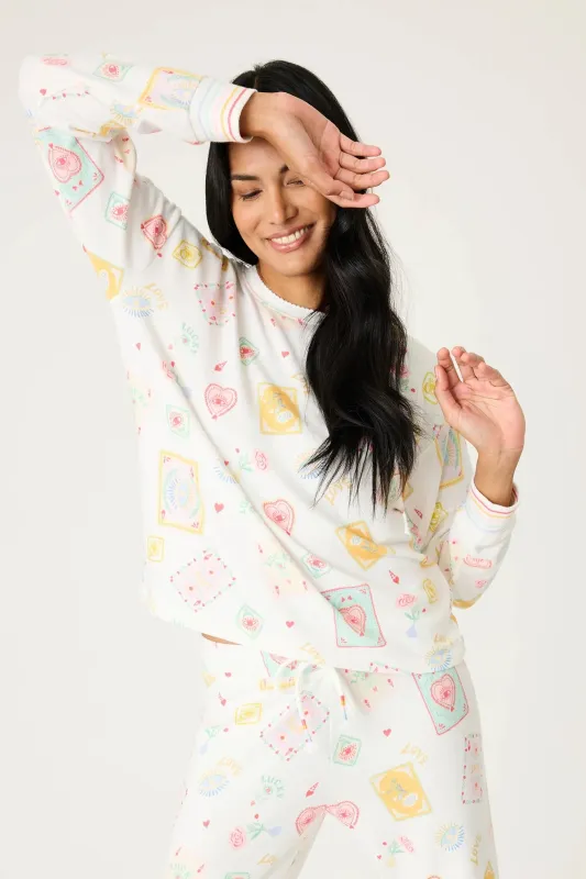 Lucky Me Tarot Card Print Long Sleeve Top made by P.J. Salvage