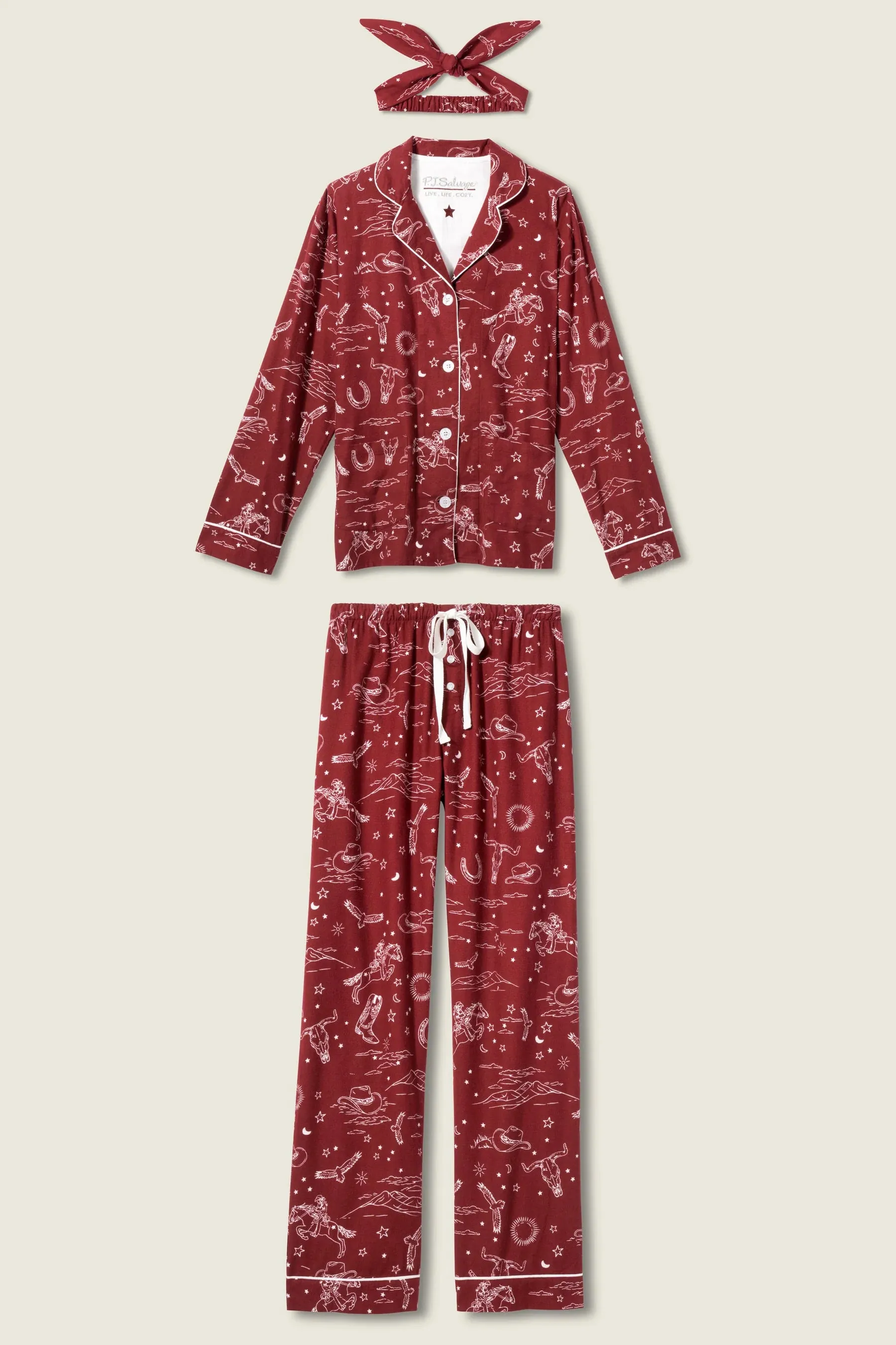 Hold Your Horses Western Print 3-Piece Flannel PJ Set sold by Hills Dry Goods product image thumbnail 4