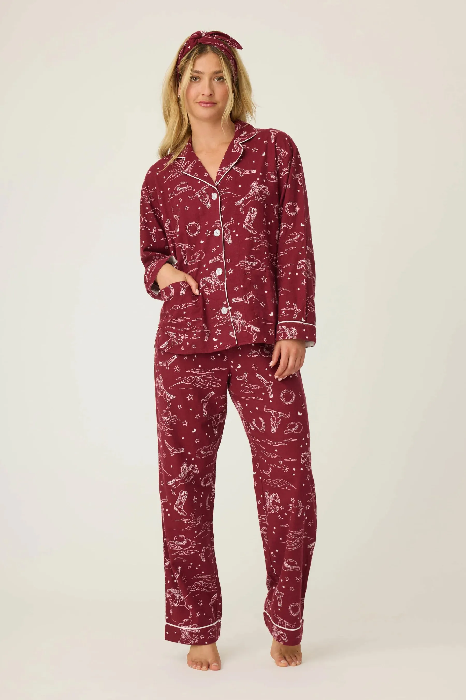 Hold Your Horses Western Print 3-Piece Flannel PJ Set sold by Hills Dry Goods