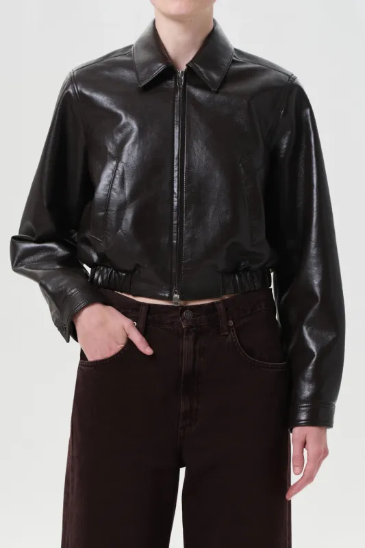 AGOLDE Essie Recycled Leather Cropped Jacket sold by Hills Dry Goods