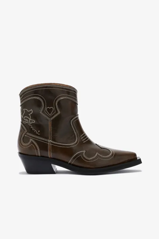 Low Shaft Embroidered Western Boots made by Ganni
