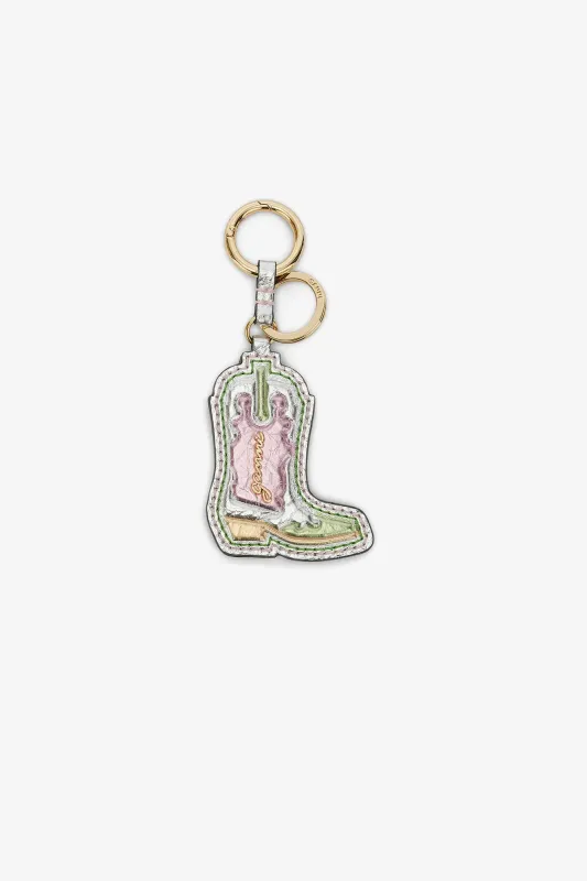 Western Boot Keyring in Metallic made by Ganni
