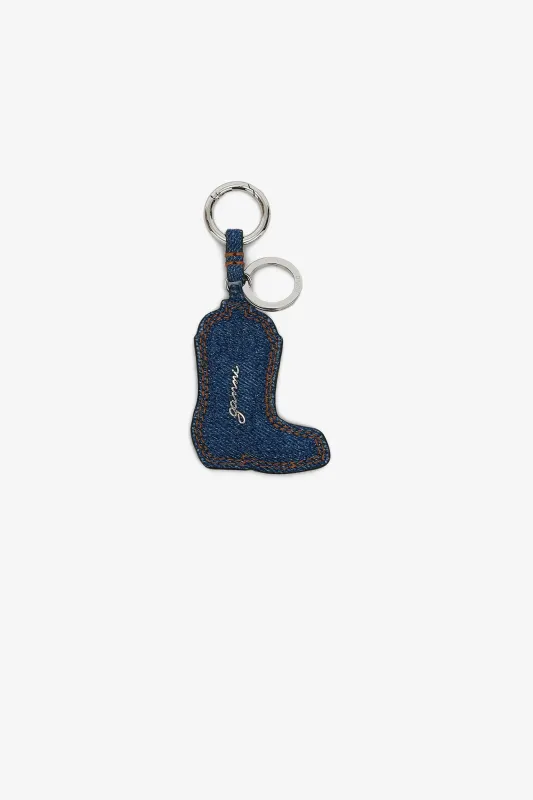 Western Boot Keyring in Denim made by Ganni