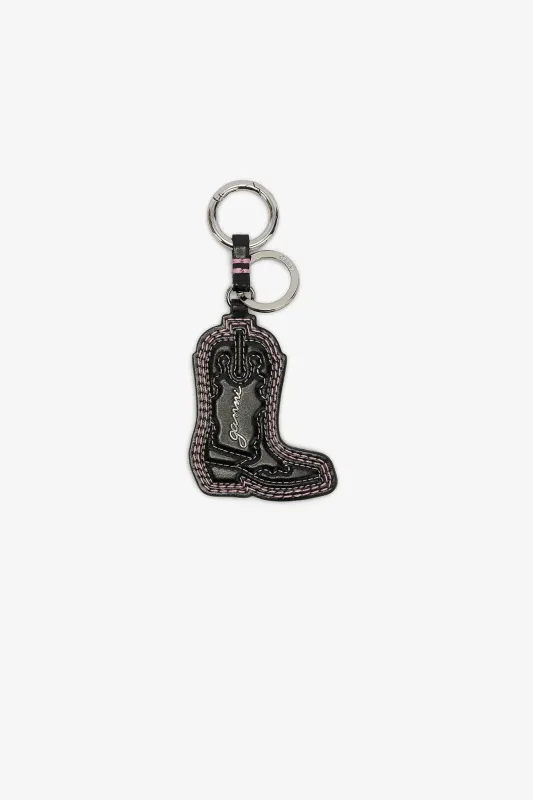 Western Boot Keyring in Black made by Ganni