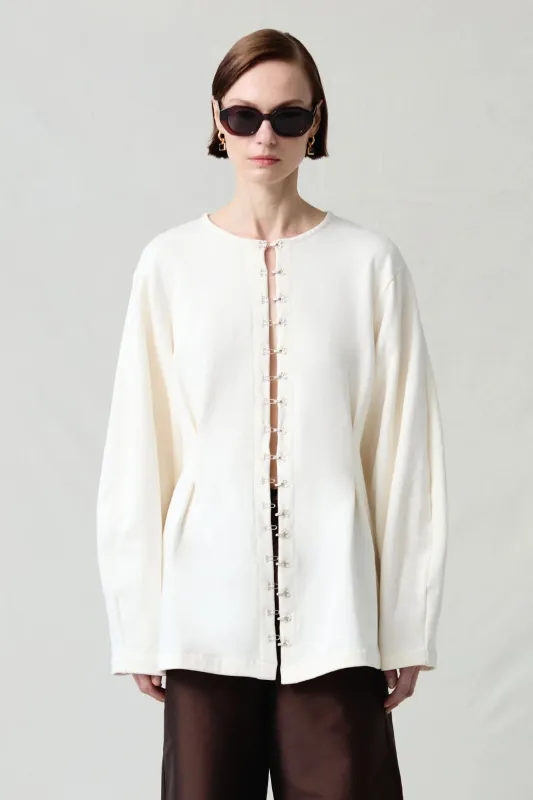 Pinch Waist Cardigan made by Chan Luu