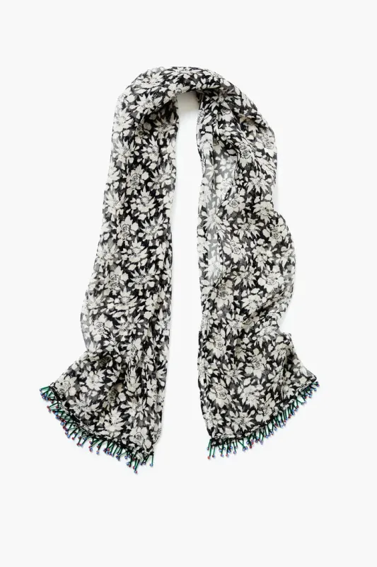 Beaded Silk Scarf Black made by Chan Luu