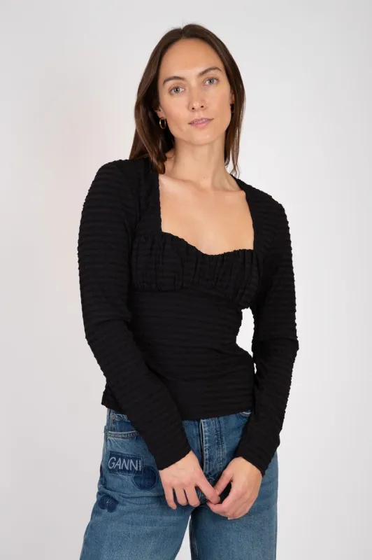 Stretch Seersucker Blouse sold by Hills Dry Goods