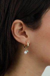 15mm Cluster Pearl Stone Huggie sold by Hills Dry Goods