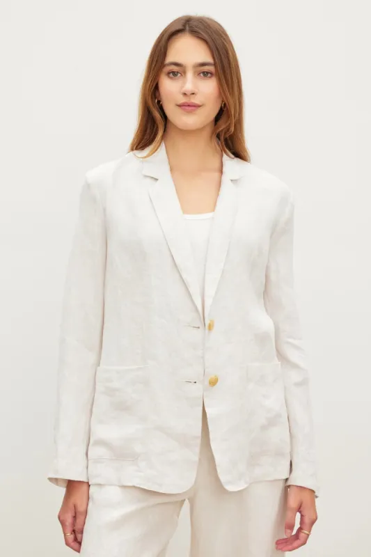Lenny Heavy Linen Blazer sold by Hills Dry Goods