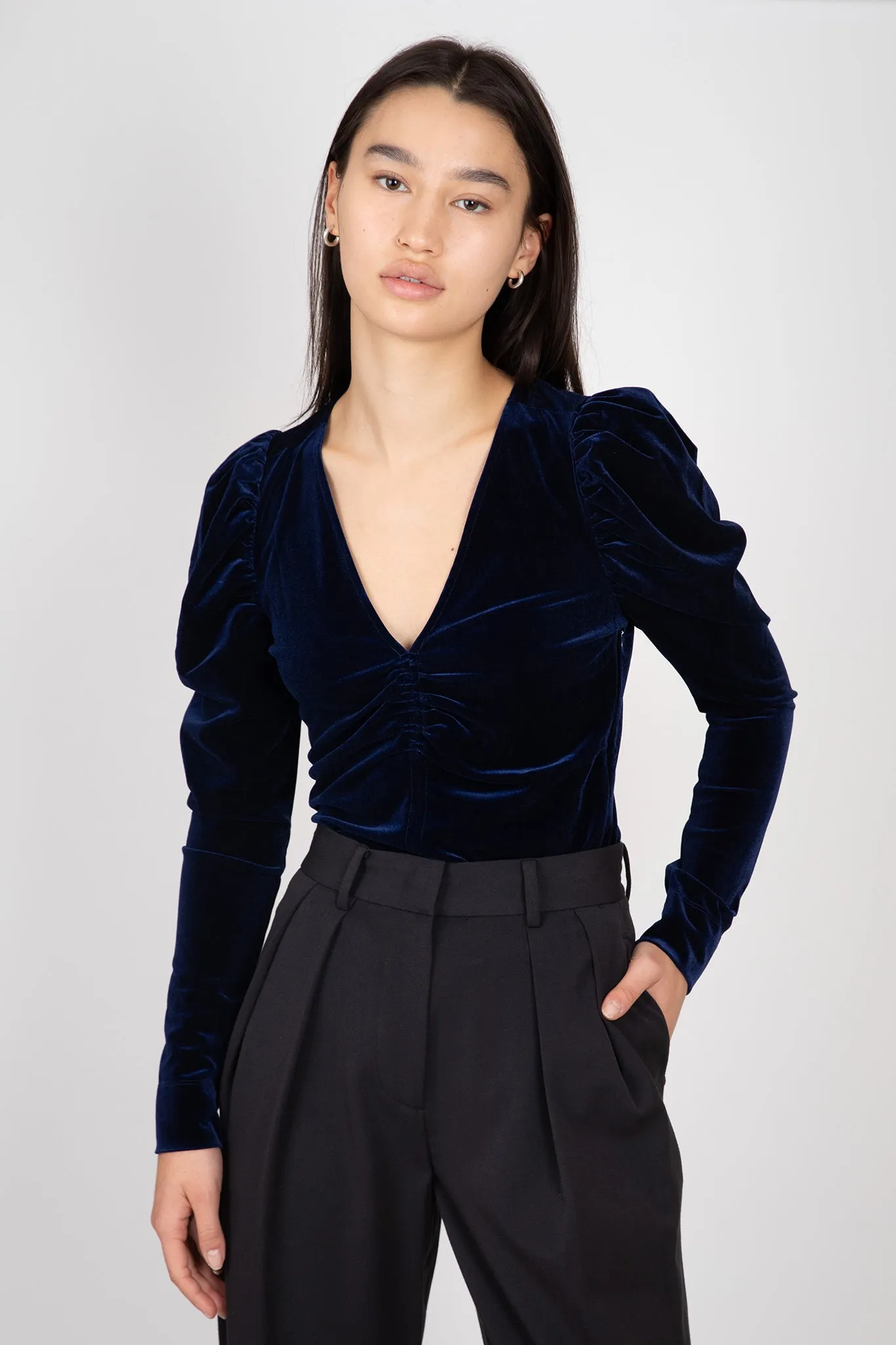 Velvet Jersey V-Neck Blouse sold by Hills Dry Goods