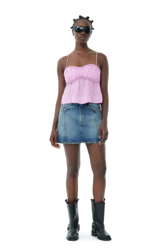 Sparkle Logo Denim Mini Skirt made by Ganni