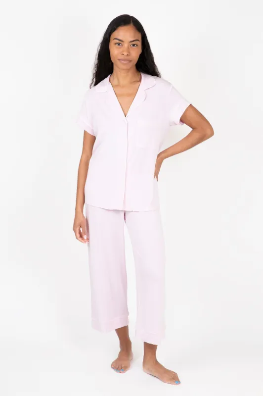 Gisele Short Sleeve Cropped PJ Set made by Hills Dry Goods