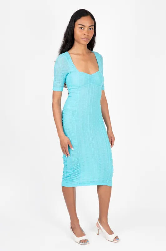 Stretch Lace Ruched Midi Dress sold by Hills Dry Goods