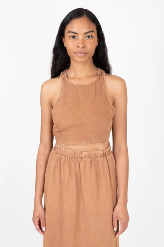 Cross Back Linen Top sold by Hills Dry Goods