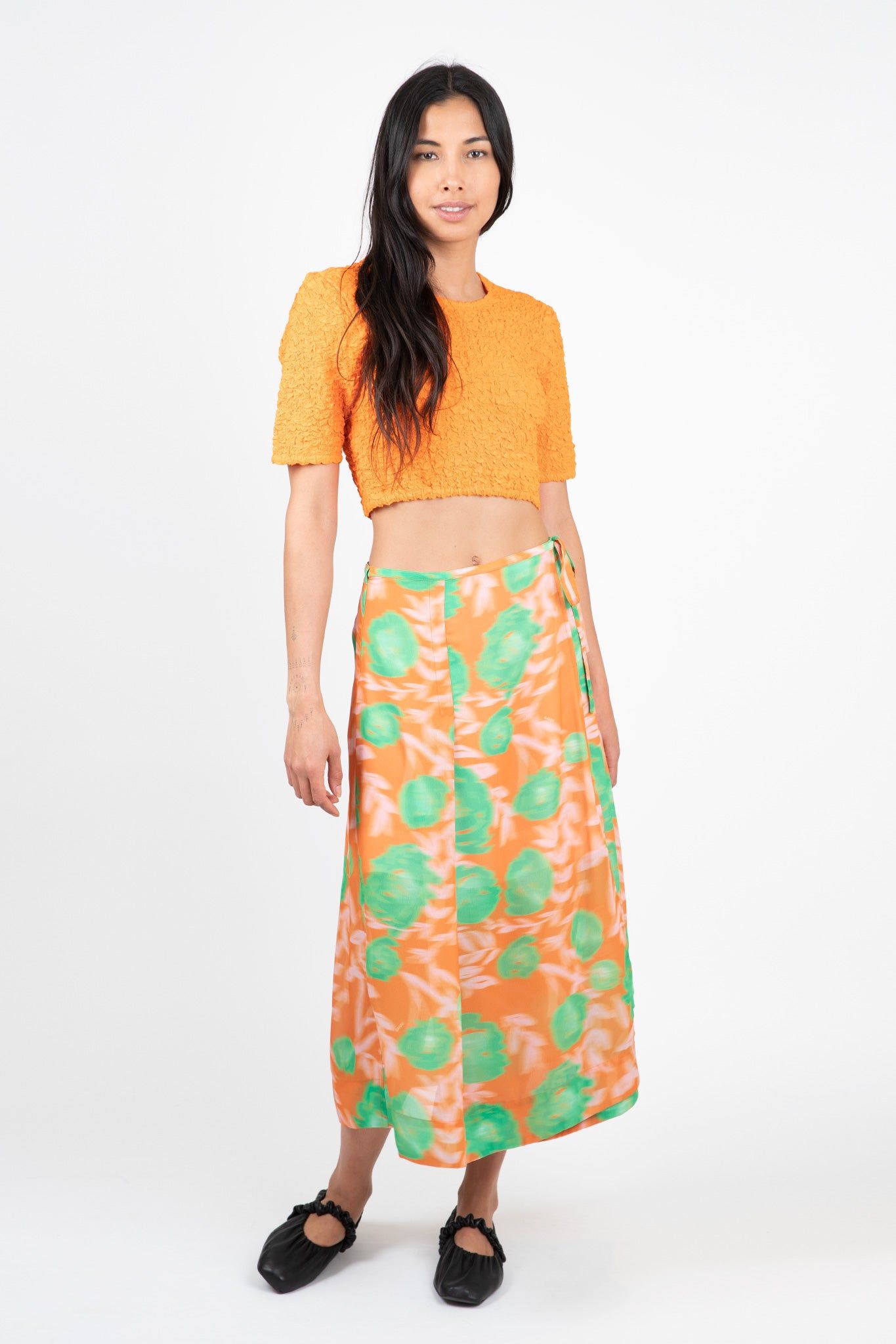 Printed Crepe Wrap Skirt sold by Hills Dry Goods