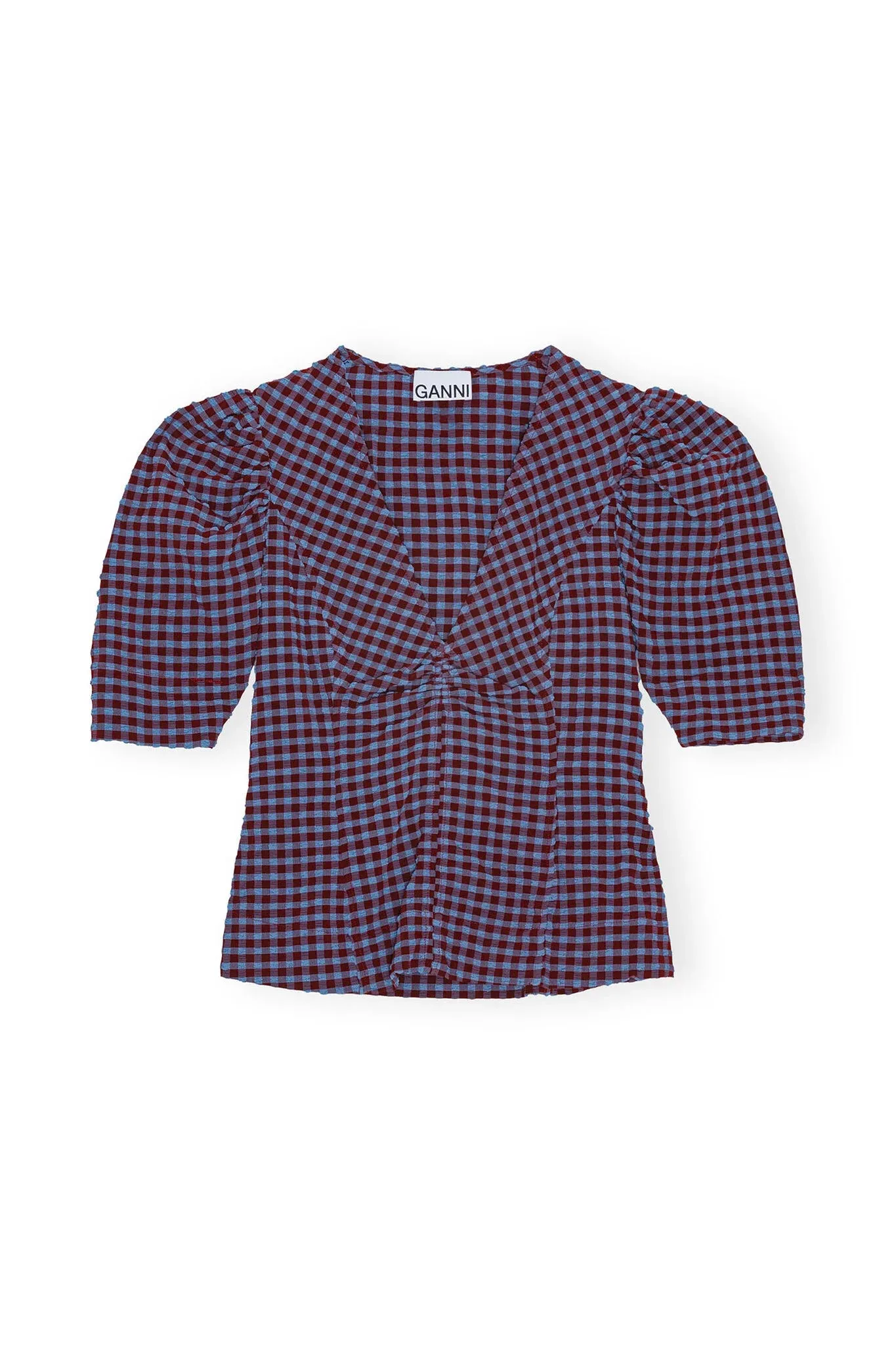 Checkered Seersucker V-Neck Blouse sold by Hills Dry Goods product image thumbnail 5