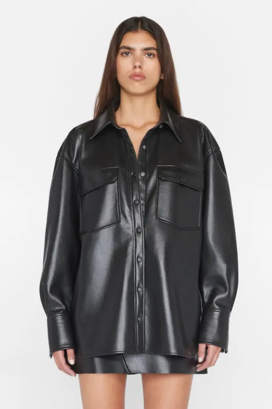 Recycled Leather Shirt Jacket sold by Hills Dry Goods