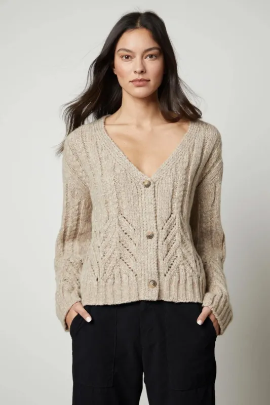 Hazel Alpaca Cable Knit Cardigan sold by Hills Dry Goods
