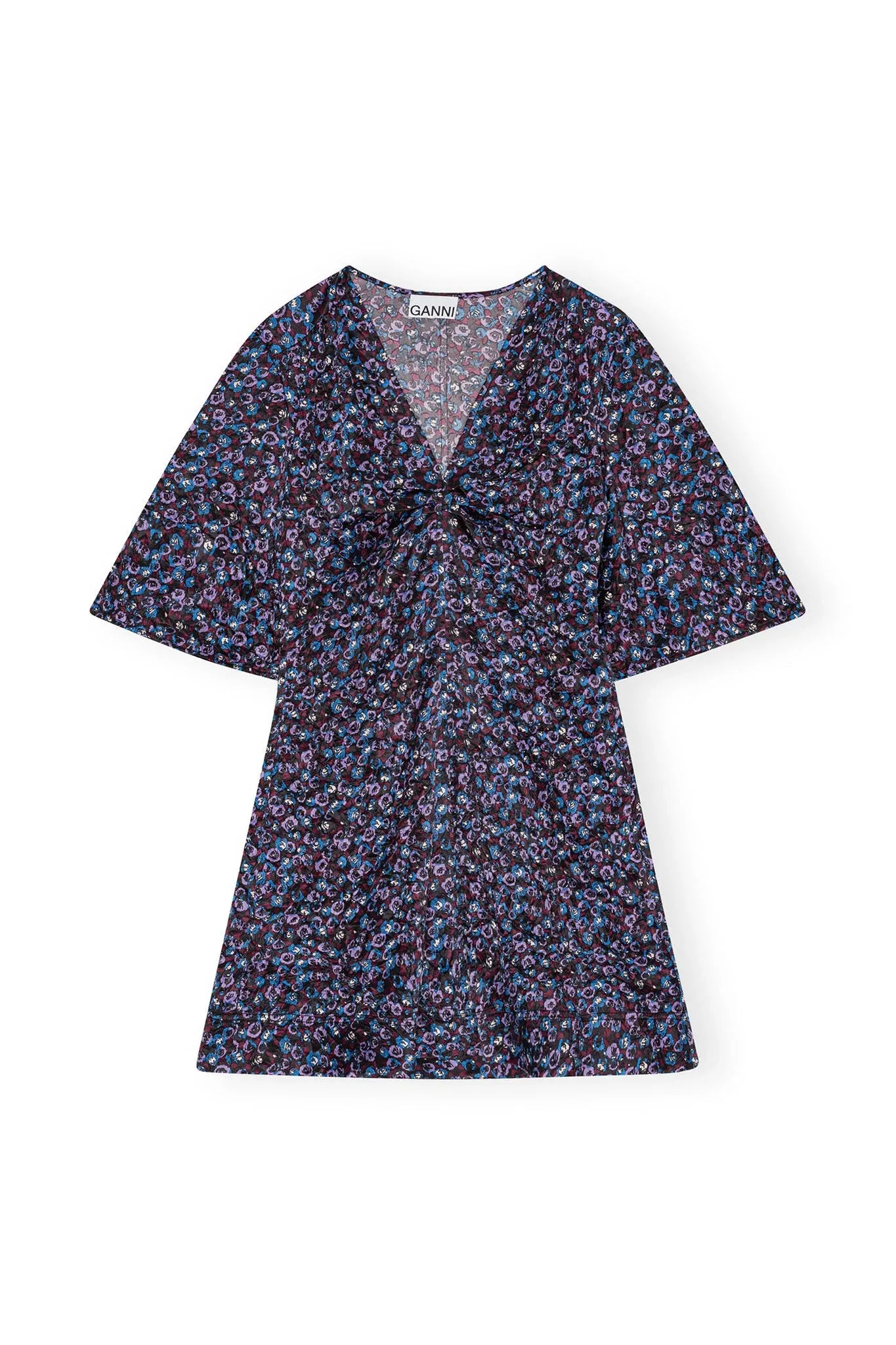 Floral Crinkled Satin V-Neck Mini Dress sold by Hills Dry Goods product image thumbnail 4