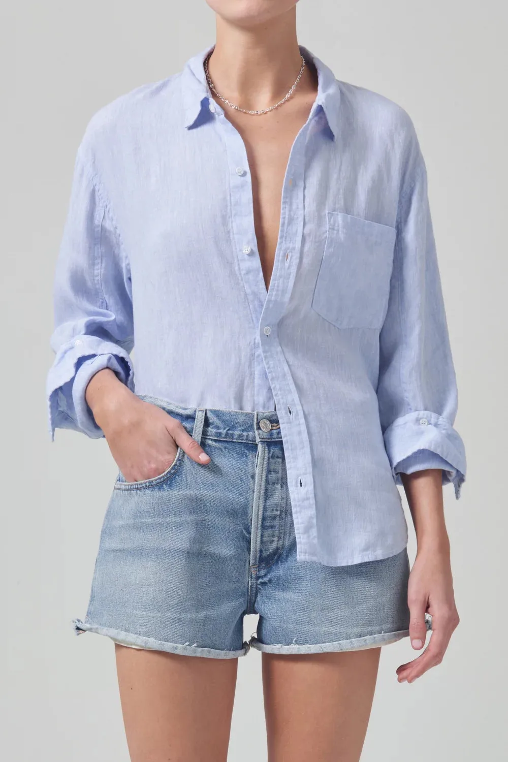 Kayla Shrunken Linen Shirt sold by Hills Dry Goods