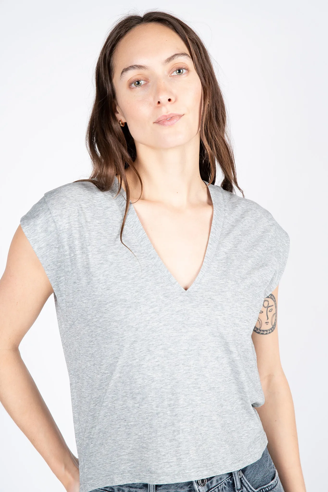 Le High Rise V Neck Tee sold by Hills Dry Goods